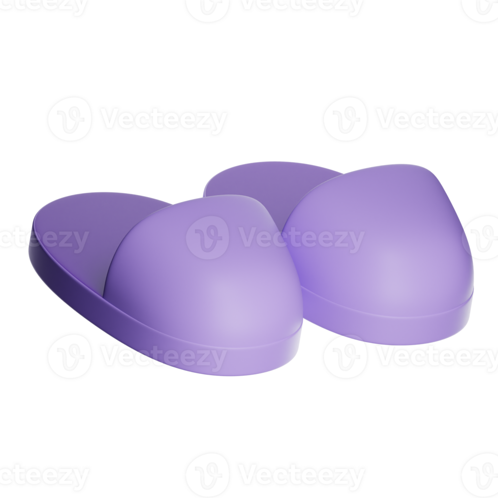 Pair of purple slippers floating on transparent background png
