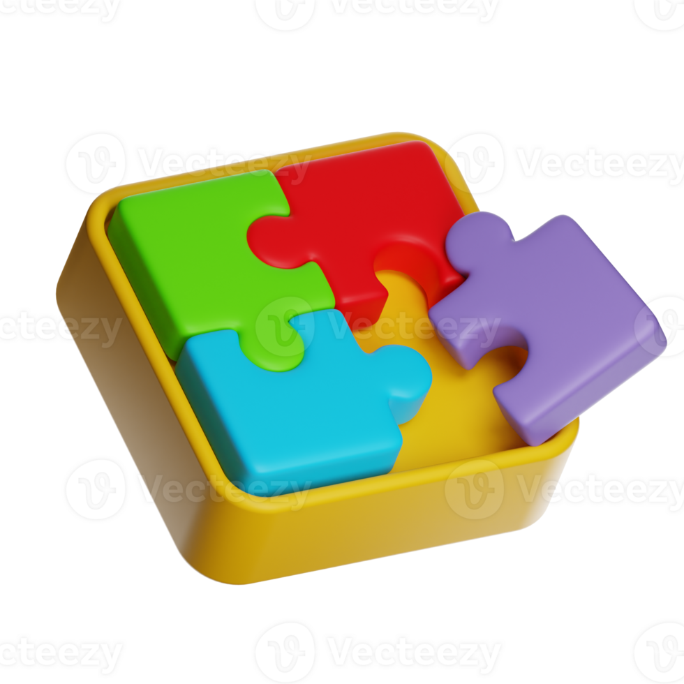 Colorful puzzle pieces completing problem solving with transparent background png