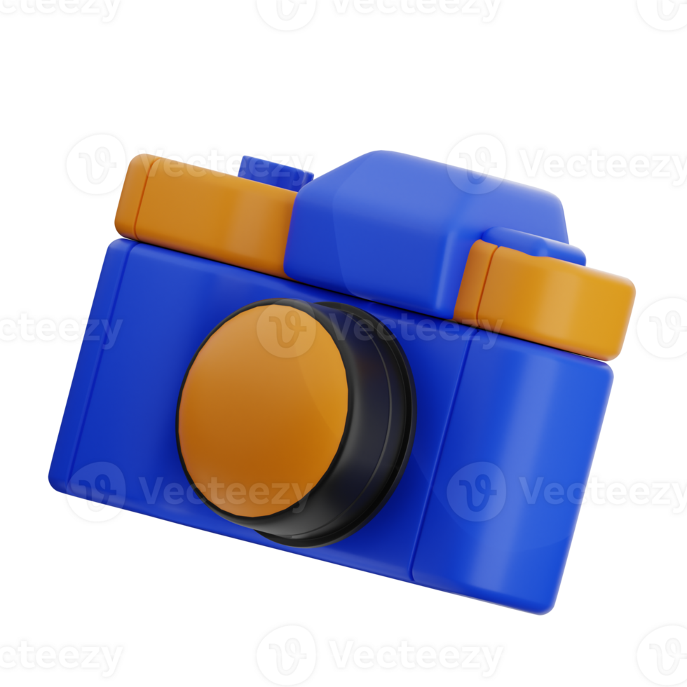 Camera 3d illustration. photography device icon. png