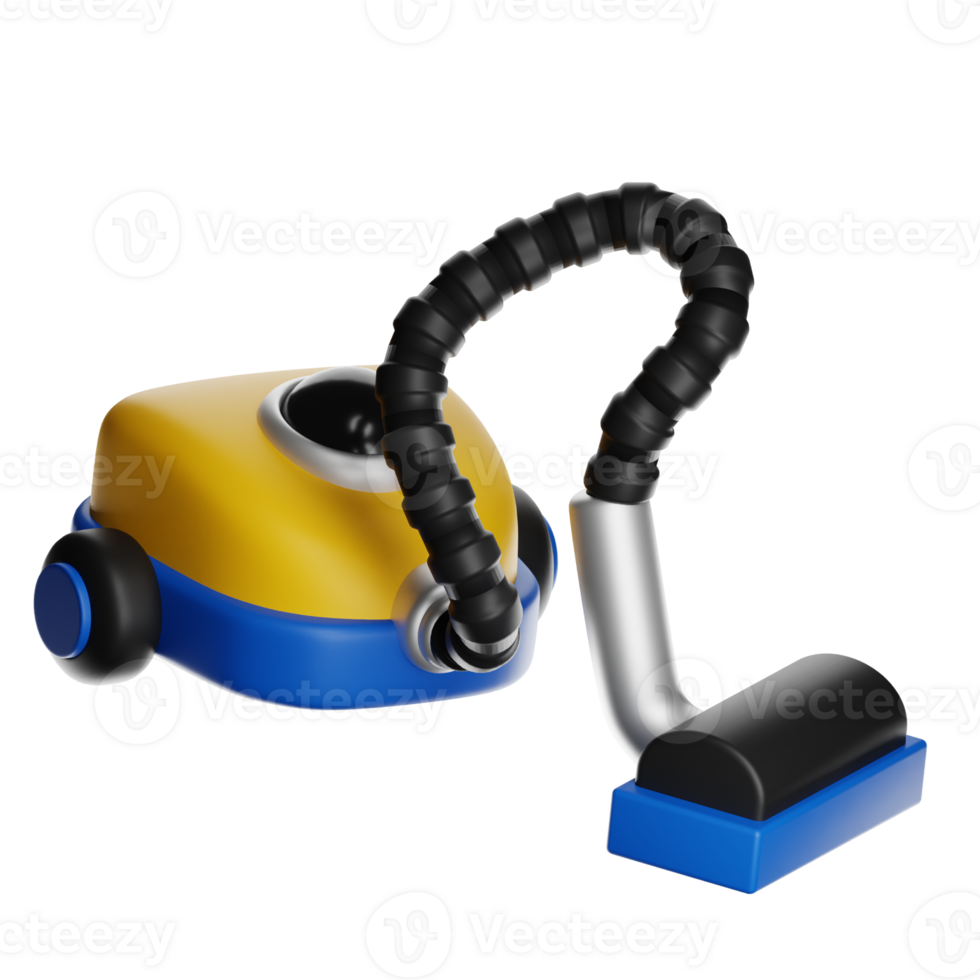 Yellow and blue cartoon vacuum cleaner cleaning on transparent background png