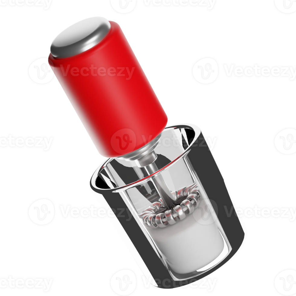 Portable milk frother creating foam in glass cup with transparent background png