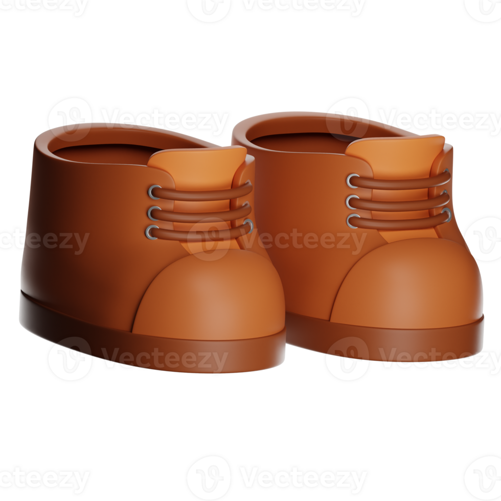 Pair of brown leather boots isolated on transparent background png