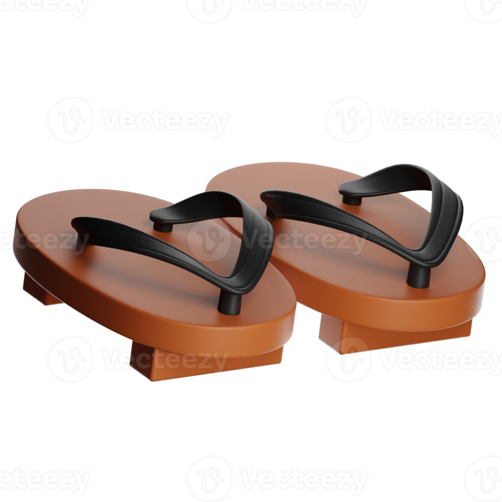 3d illustration of traditional japanese geta sandals on transparent background png