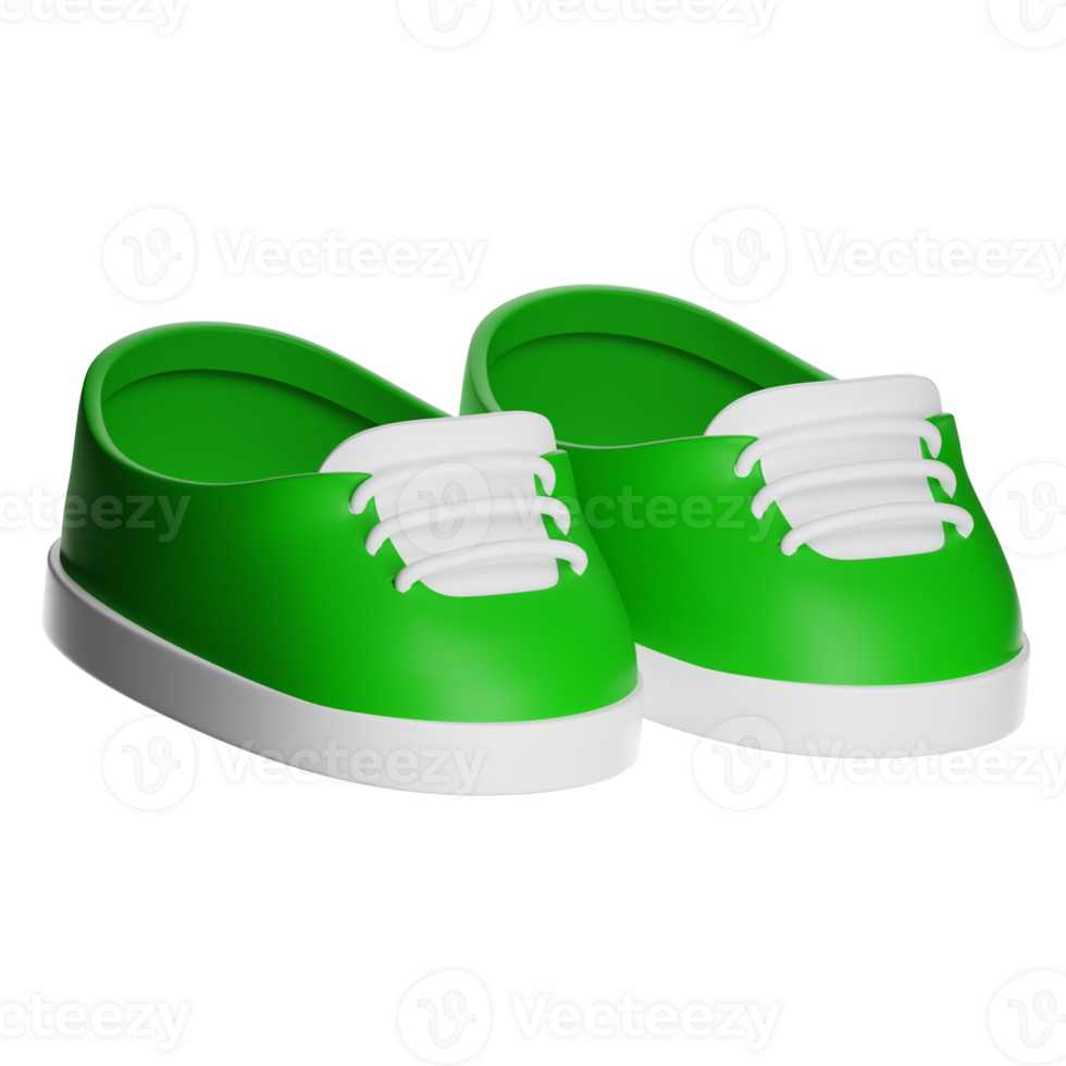 Pair of green baby shoes with white laces floating on transparent background png