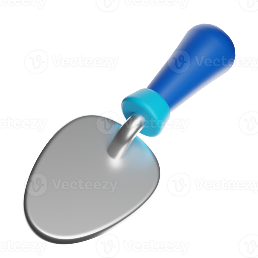 Gardening trowel with blue handle on transparent background png