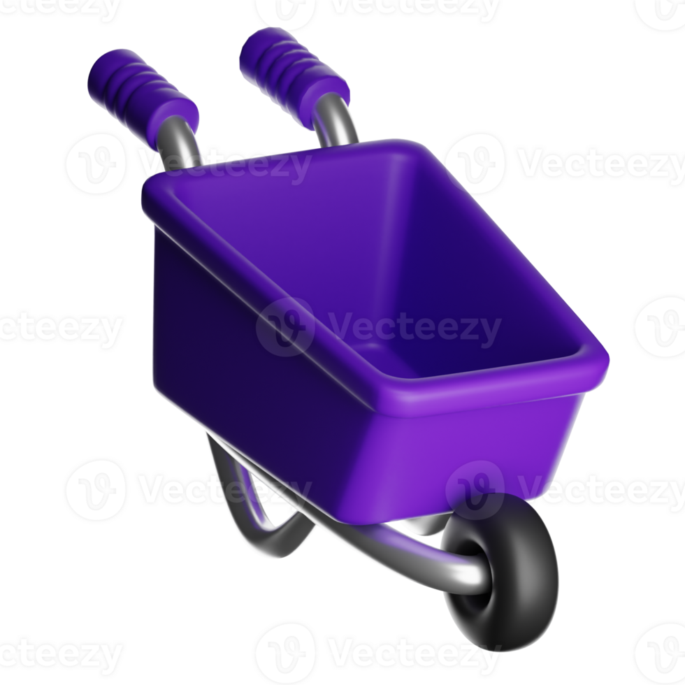 Purple wheelbarrow balancing on one wheel with transparent background png