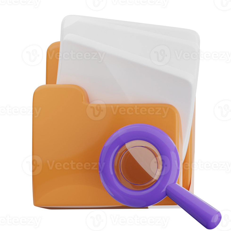 Folder scan 3d illustration. online document protection icon. png