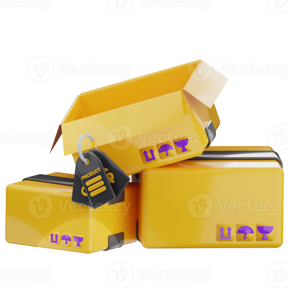 Product package 3d illustration. box, parcel delivery icon. png