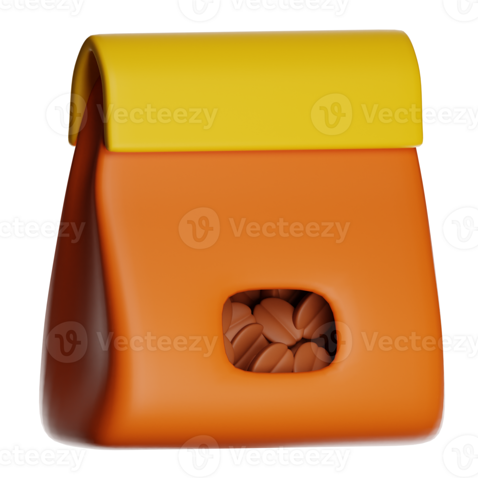 3d rendering orange coffee bean package with transparent background png