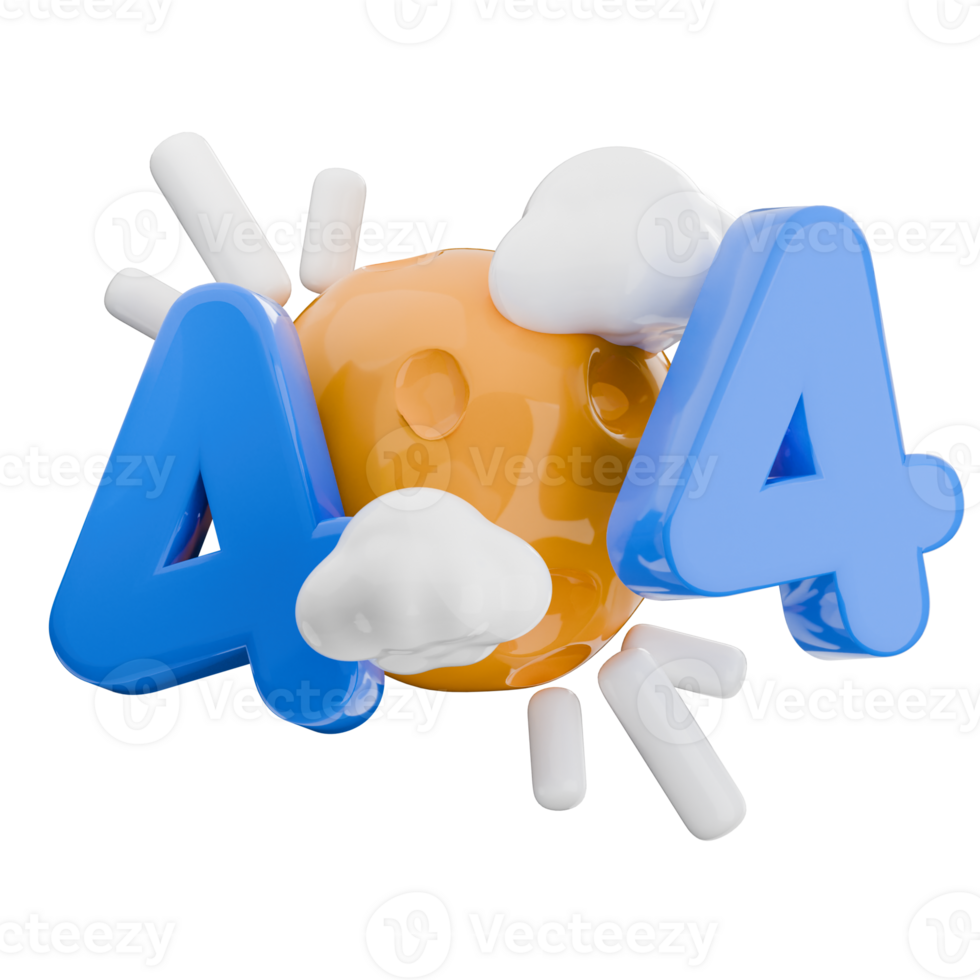 3D illustration of the error code 404. empty state isolated icon png