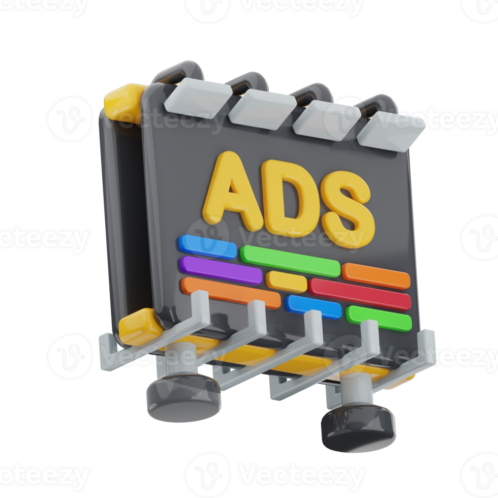 Billboard advertising 3d icon. business marketing icon. png