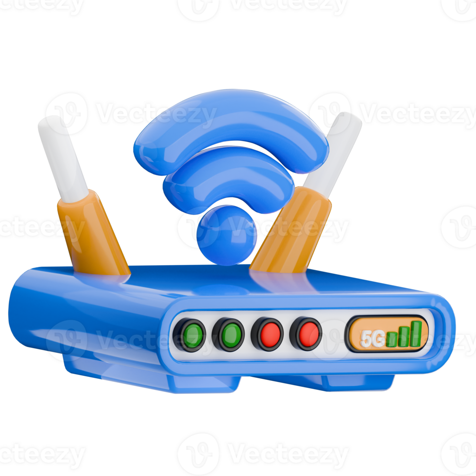 3D model of a wifi router, representing internet connectivity. isolated icon illustration. png