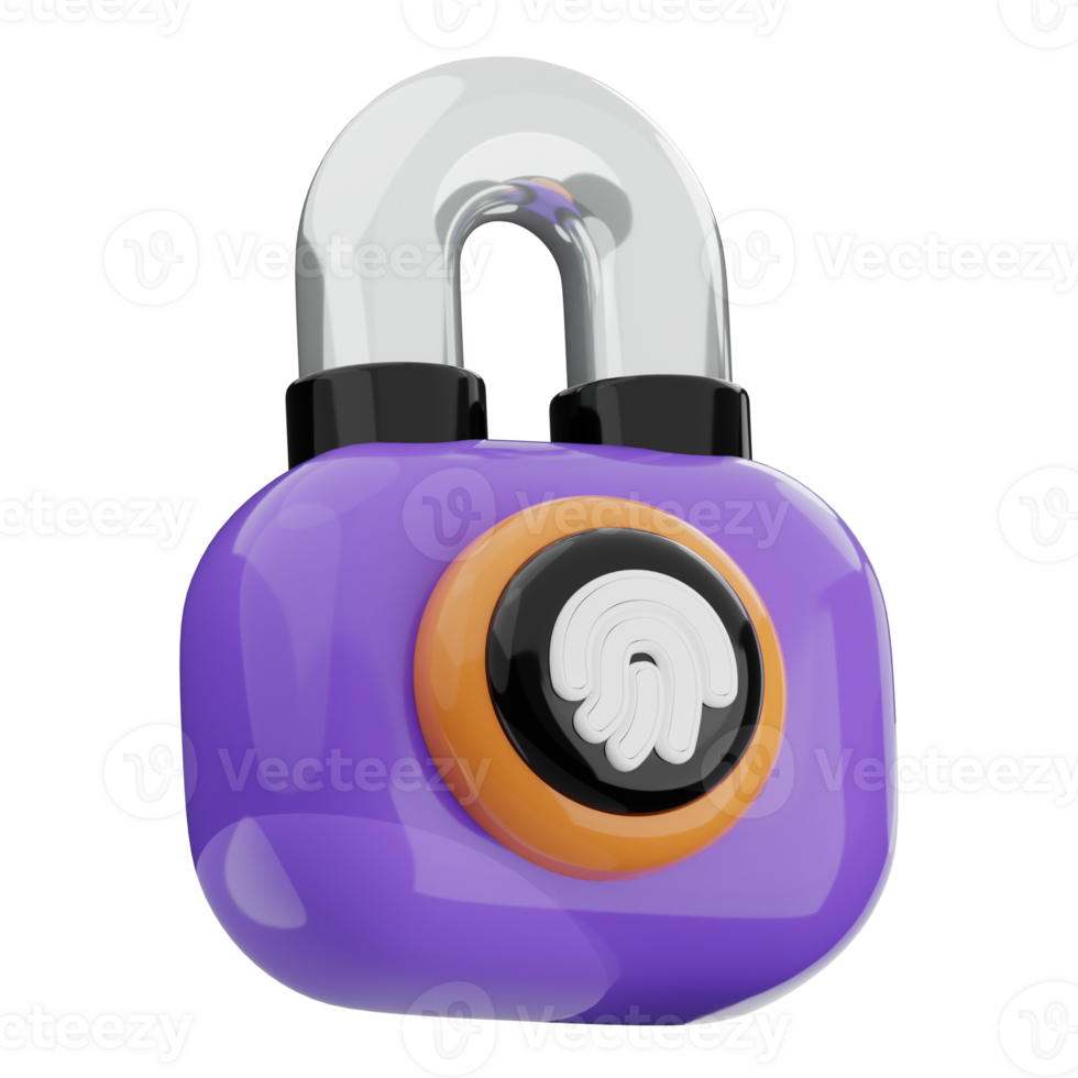 Fingerprint security 3d illustration. data protection icon. png