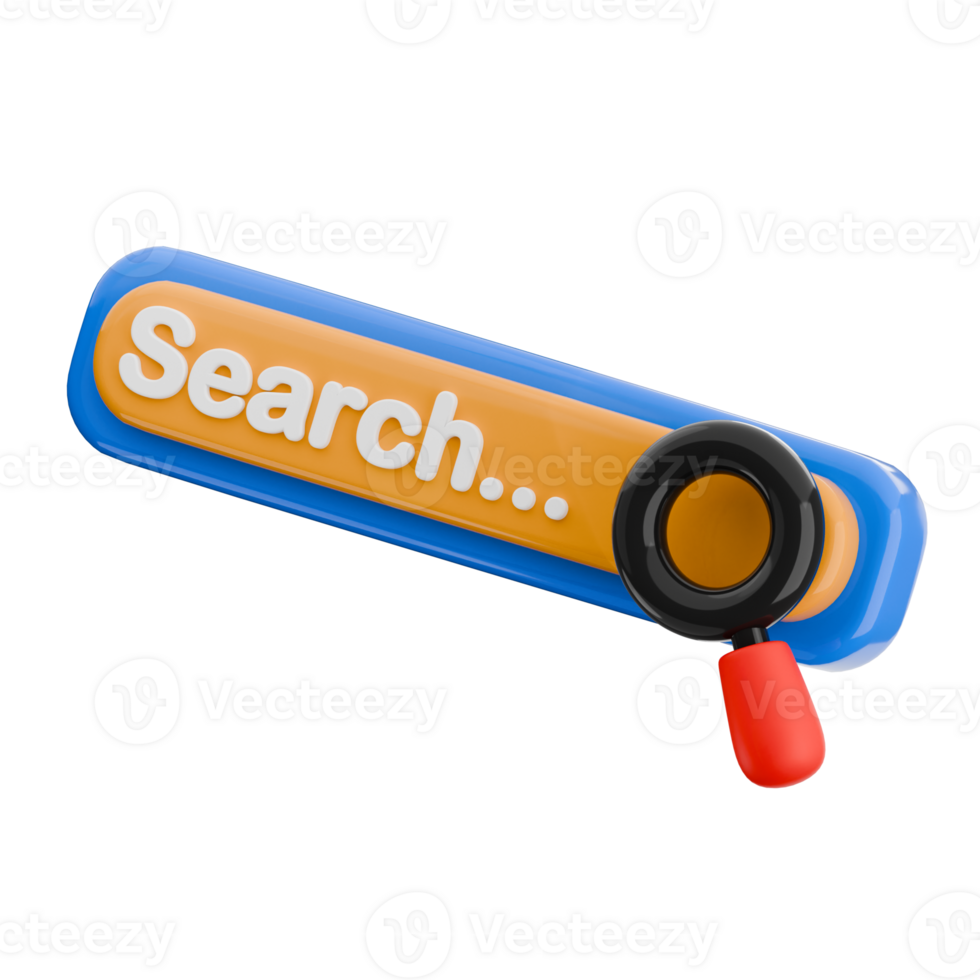 Search bar 3d illustration. internet browsing isolated icon. png