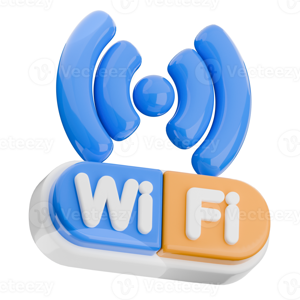 3D illustration of a wifi signal, wireless network isolated icon. png
