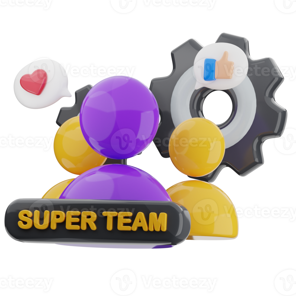 Team management 3d render illustration. business teamwork icon. png