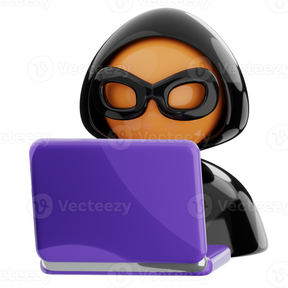 Hacker 3d illustration. cybercrime icon. png