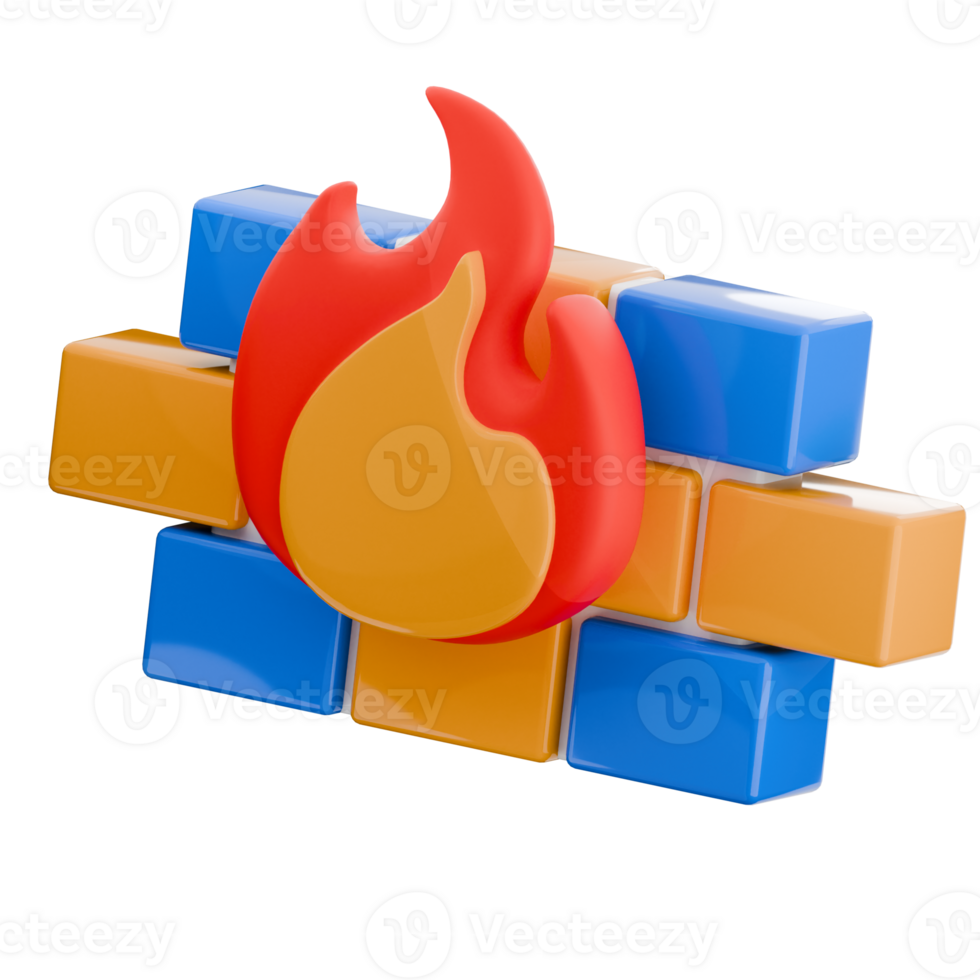 3D illustration of a firewall, internet protection isolated icon. png