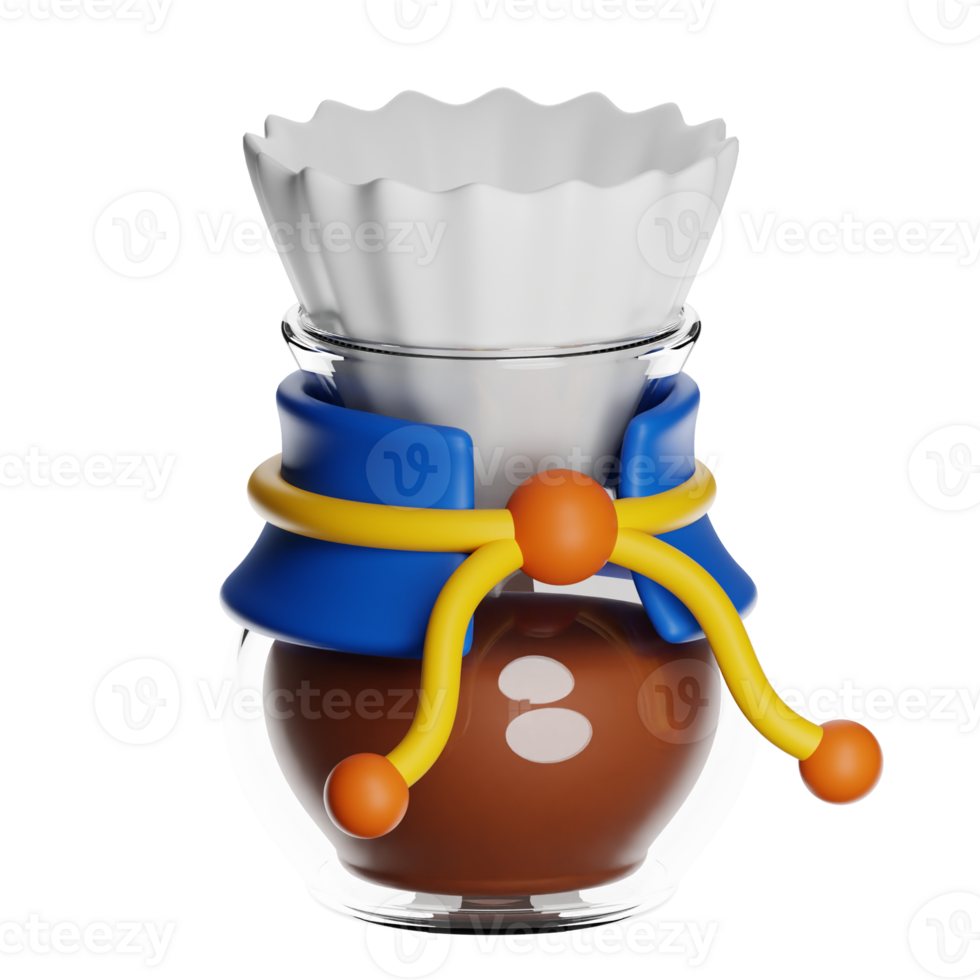 3d illustration of a coffee maker brewing coffee, with a transparent background png