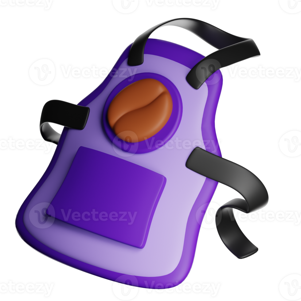 3d purple apron with coffee bean showing professional barista uniform png