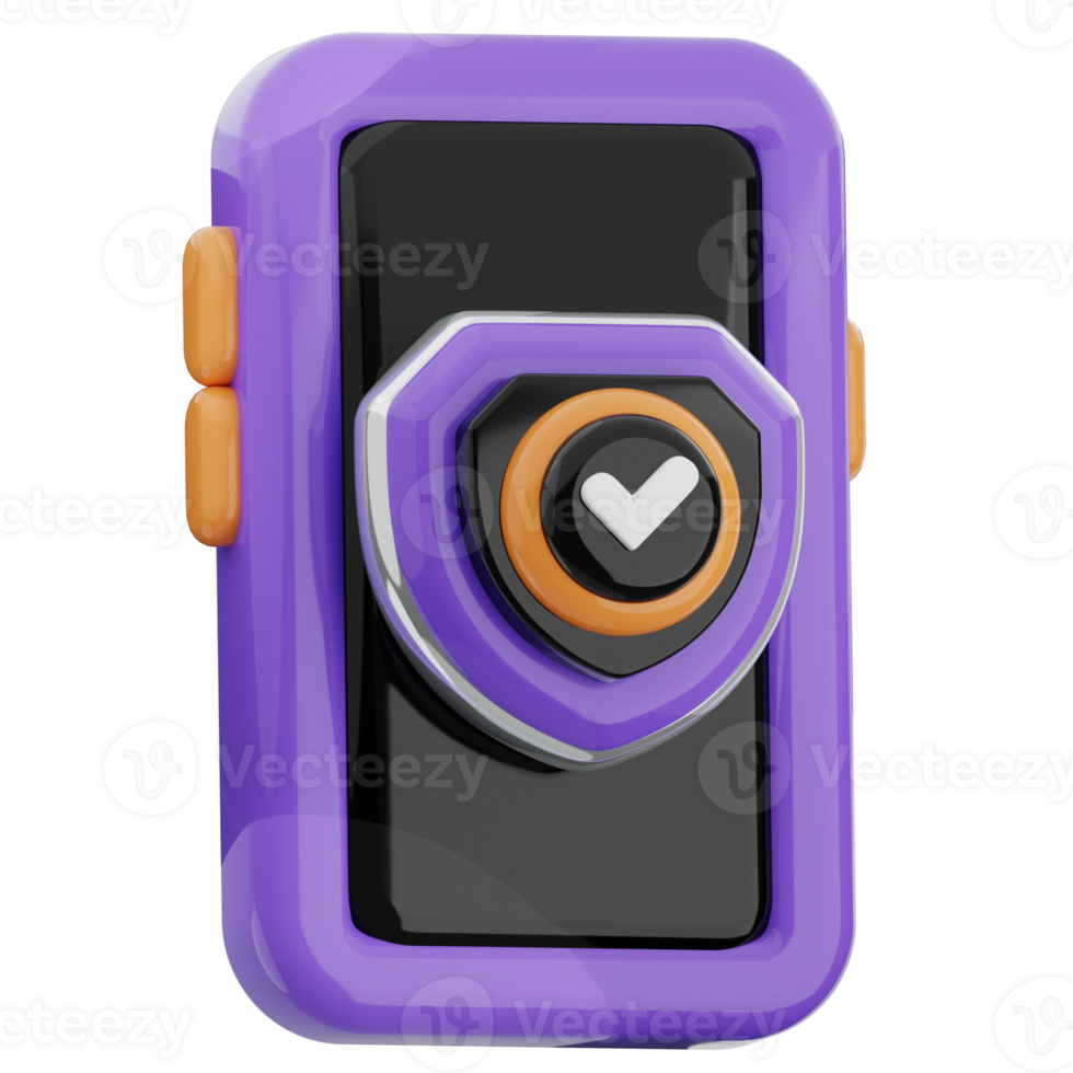 Smartphone shield 3d illustration. personal data privacy icon. png