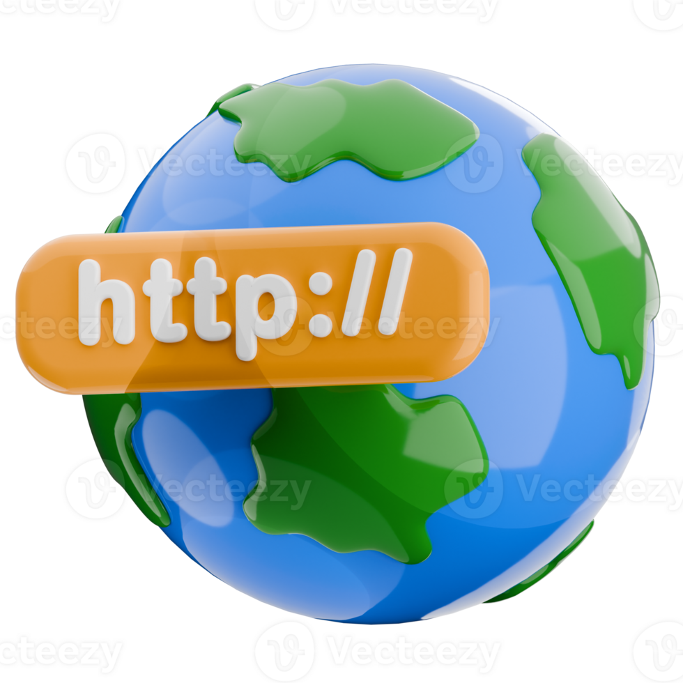 3d illustration internet http protocol isolated. global network icon. png