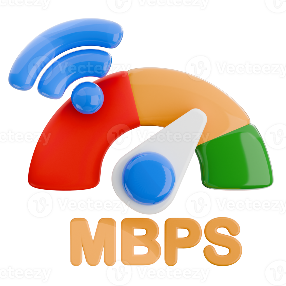 3D speedometer illustration. internet speed isolated icon. png