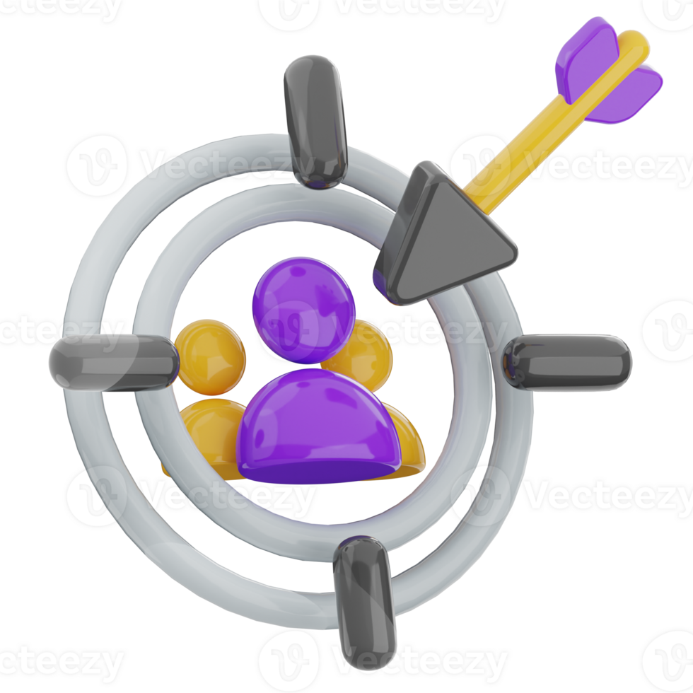 Target audience 3d illustration. marketing target icon. png