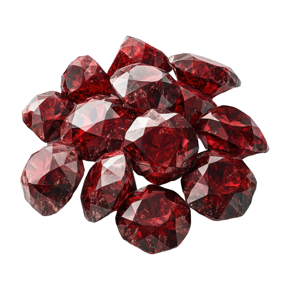 Shiny Red Rubies Pile on Transparent Background Luxury Gemstones Collection png