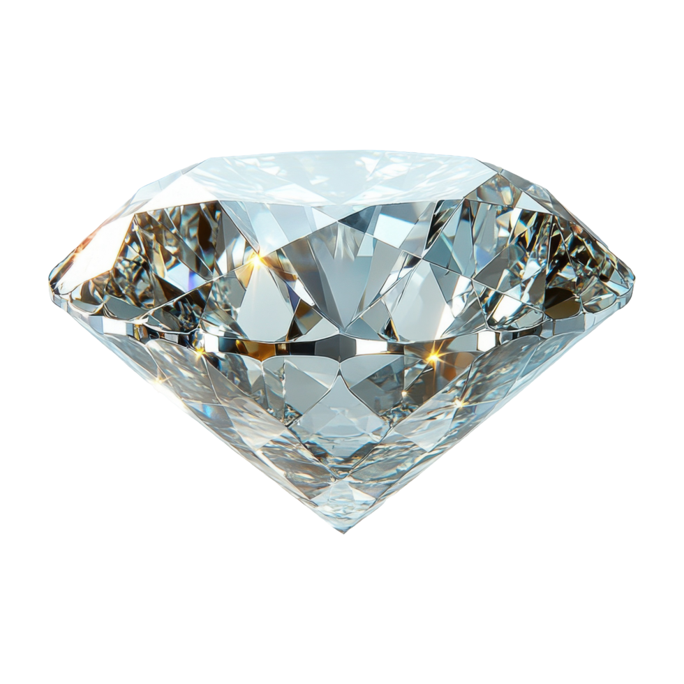 Single Diamond Jewel Facets Sparkle Shine on Transparent Background Closeup png