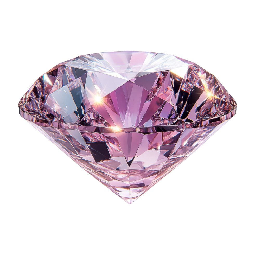 Faceted Pink Diamond Gemstone with Transparent Background, Sparkle and Shimmer Details png