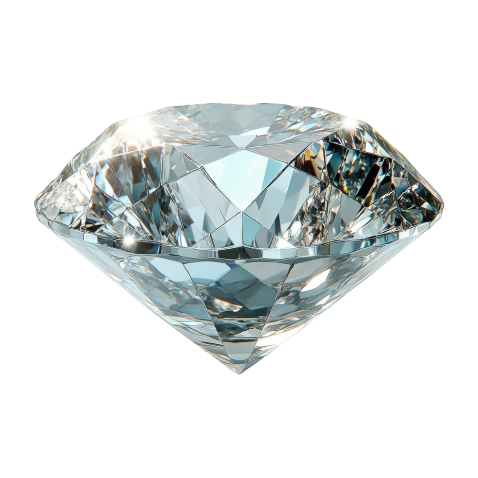 Shining Diamond with Transparent Background and Facets Radiating Light png