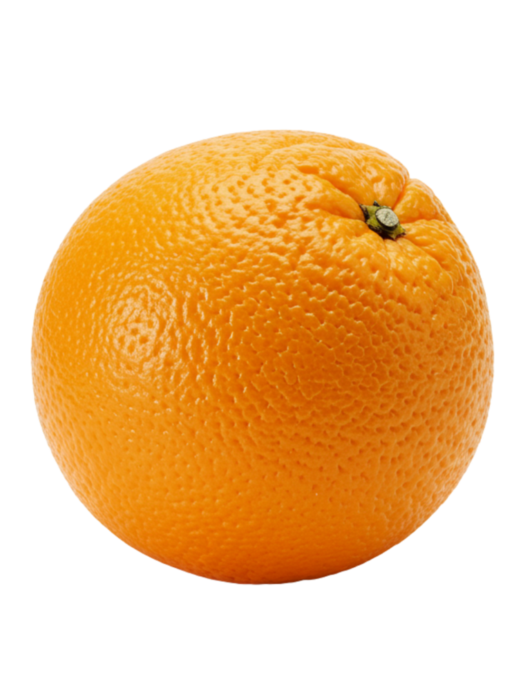 A vibrant orange fruit with a textured peel presents a fresh and juicy choice for healthy eating on a transparent background. png