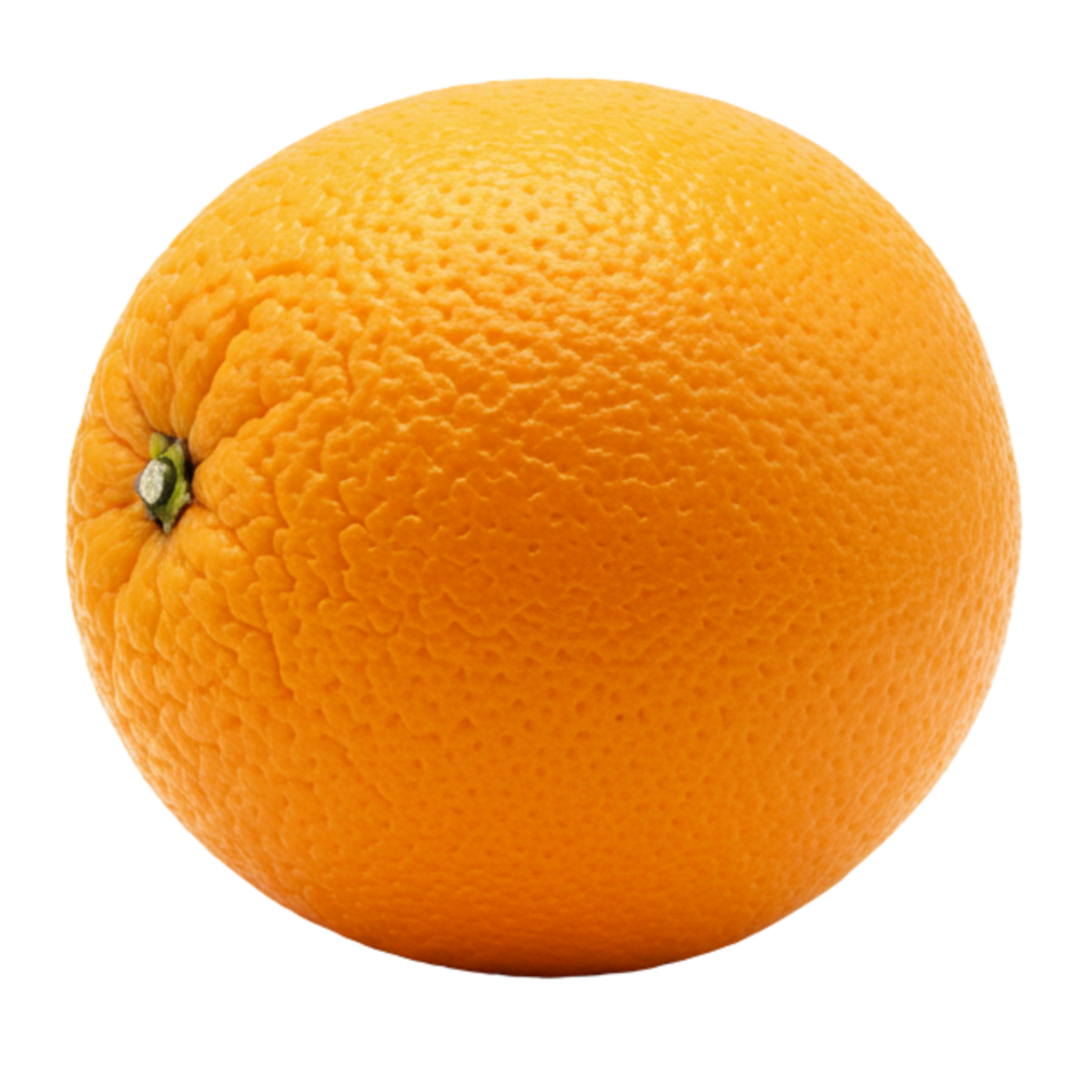 A vibrant, isolated orange glows against a black backdrop, showcasing its textured peel and juicy citrus nature suitable for food themes, transparent background png