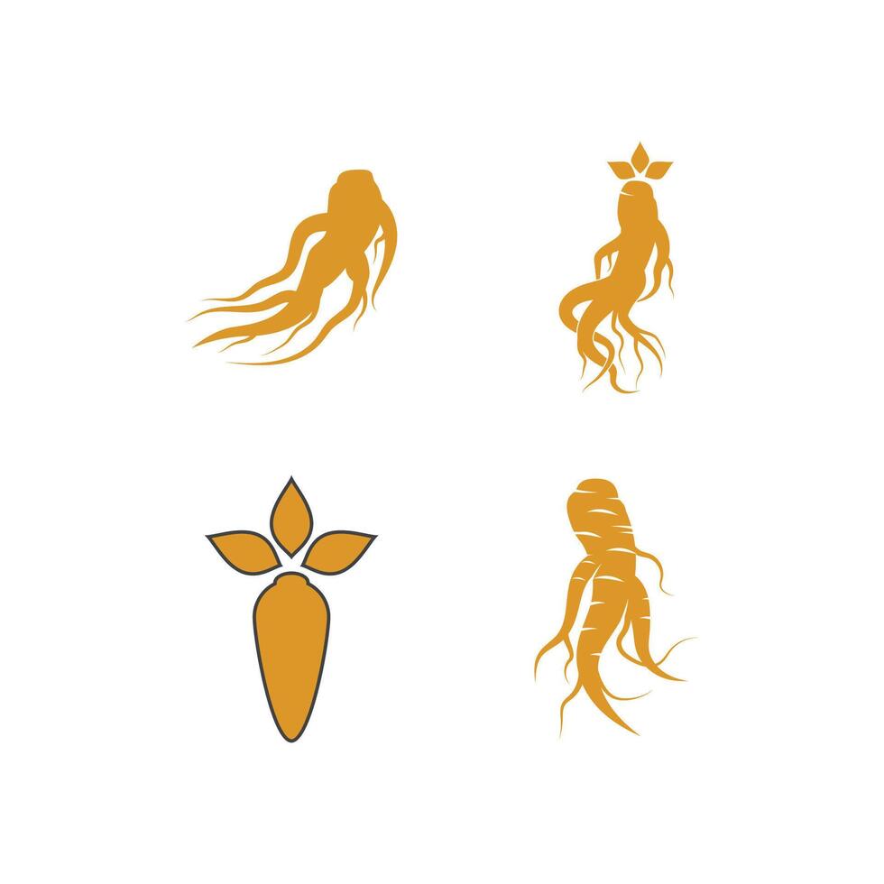 Set Stylized Ginseng logo and symbol vector