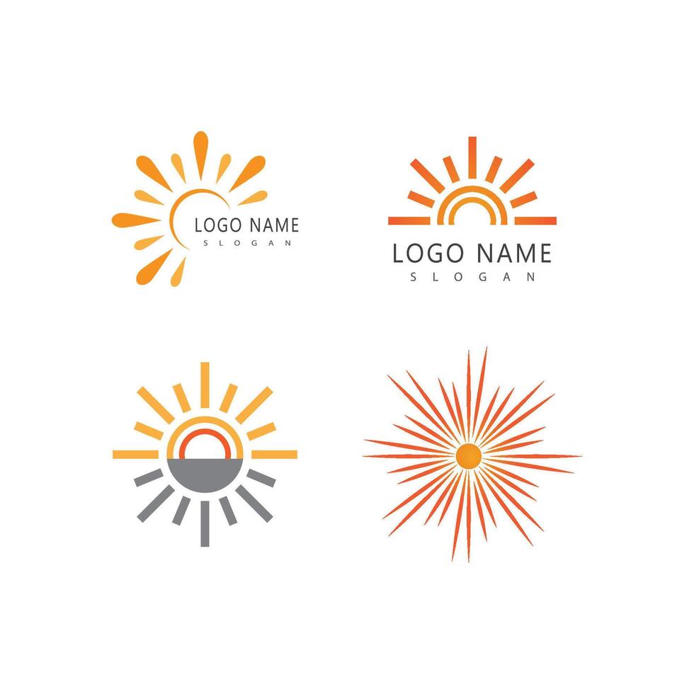 Simple set Sun logo and symbol stylized design vector