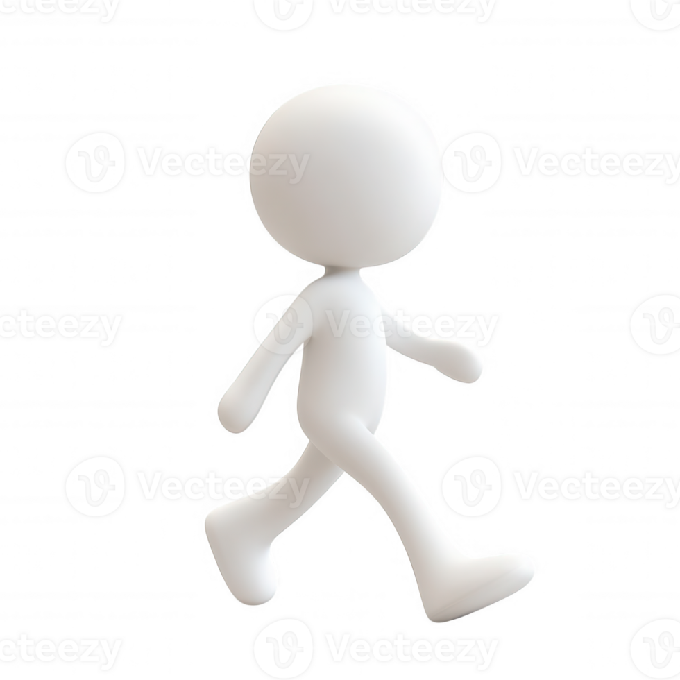 3d icon user Simple, faceless human figure taking a stride, isolated on a transparent background, ideal for various design projects png