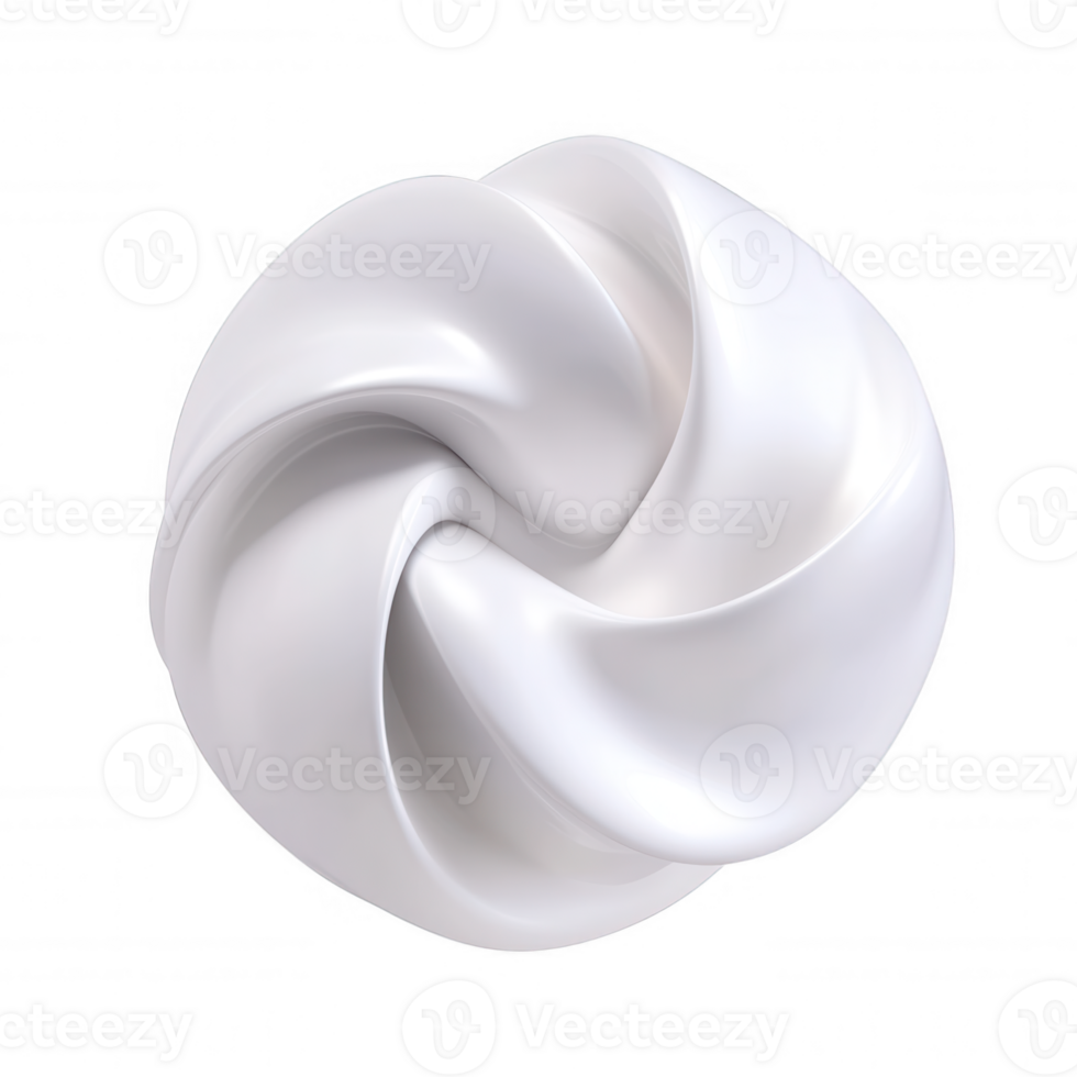 Curved white 3d geometric icon featuring interlocking abstract elements, rendered on transparent background png