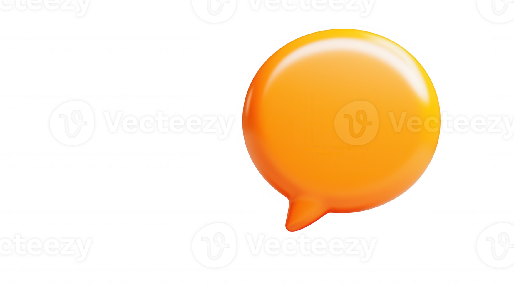 Orange 3d icon speech bubble hovering, transparent background highlighting communication design element with vibrant graphic impact png