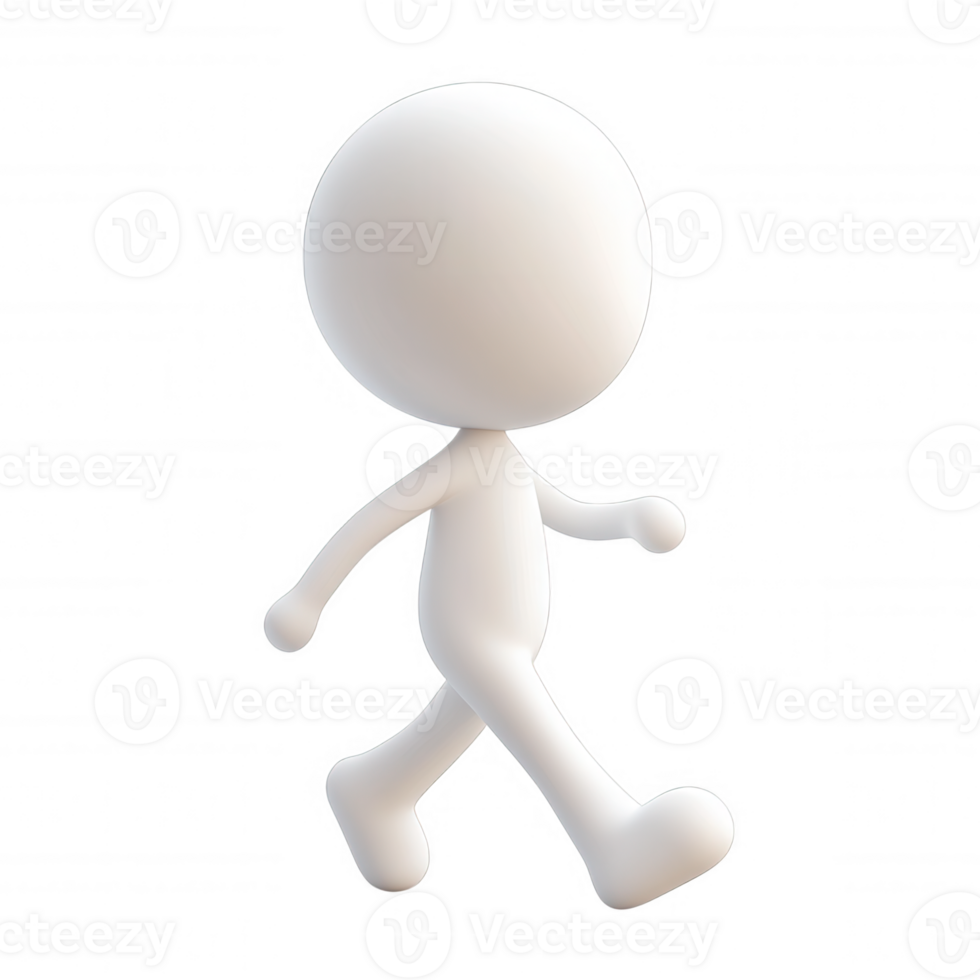 3d icon user Simple, faceless human figure taking a stride, isolated on a transparent background, ideal various design projects png