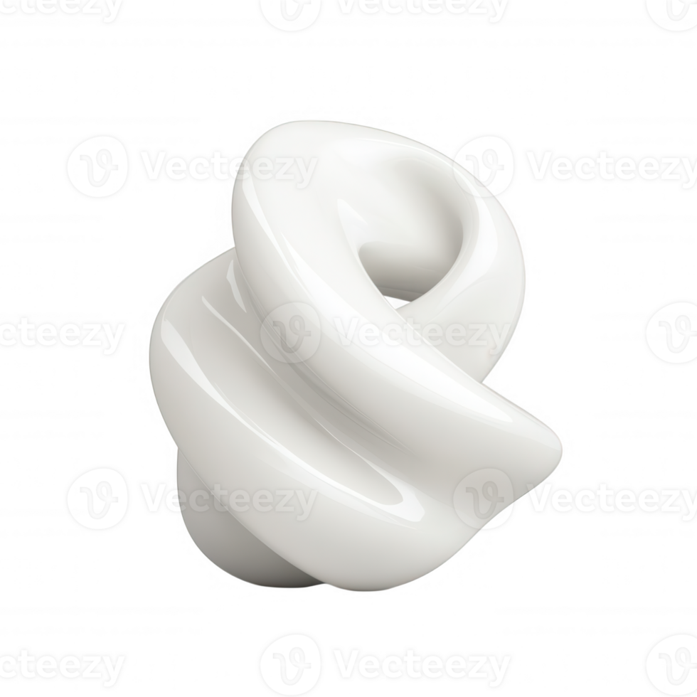 Curved white 3d geometric icon featuring interlocking abstract elements, rendered on transparent backdrop png