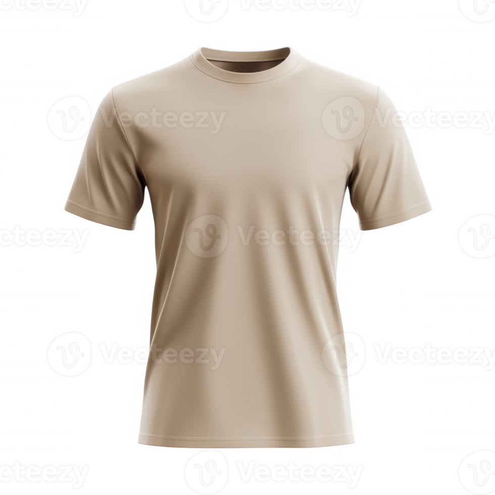 3d icon Simple beige t shirt mockup with short sleeves, round collar and transparent, perfect for showcasing designs or branding png