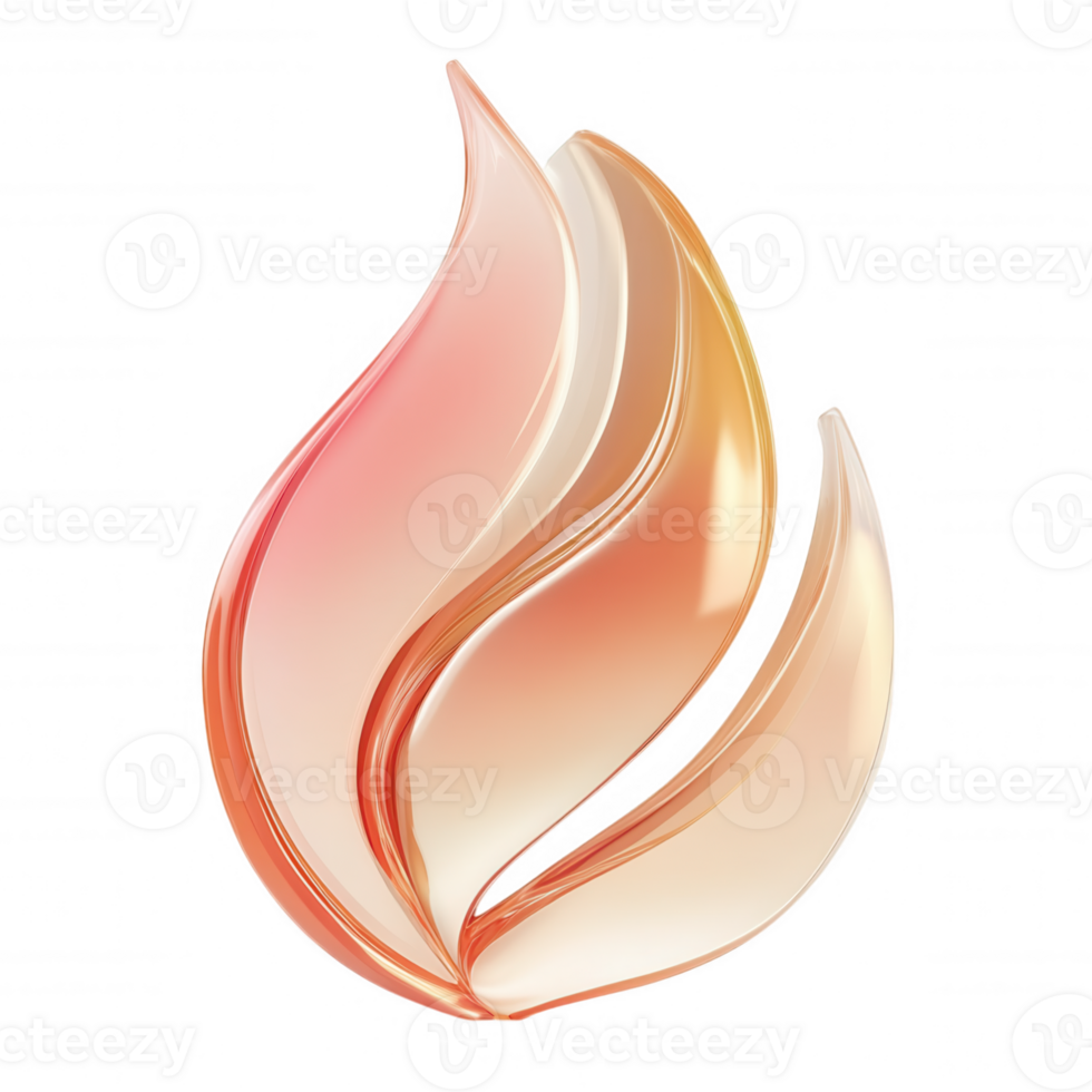 Peach colored abstract swirling shape 3d icon on transparent background, for modern and minimalist designs png