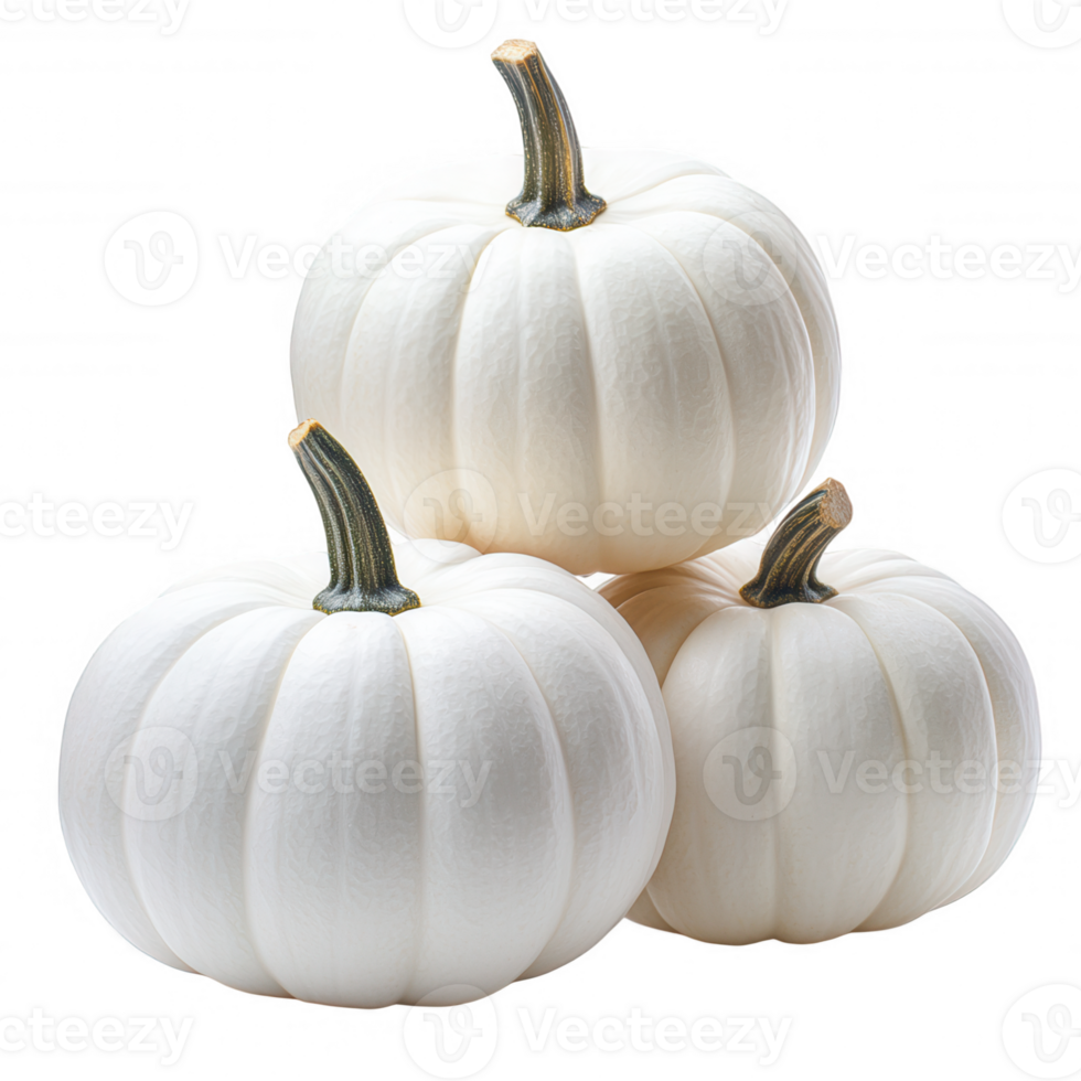 3d icon White pumpkins vertically balanced, clean minimalist pyramid composition with transparent forming background png
