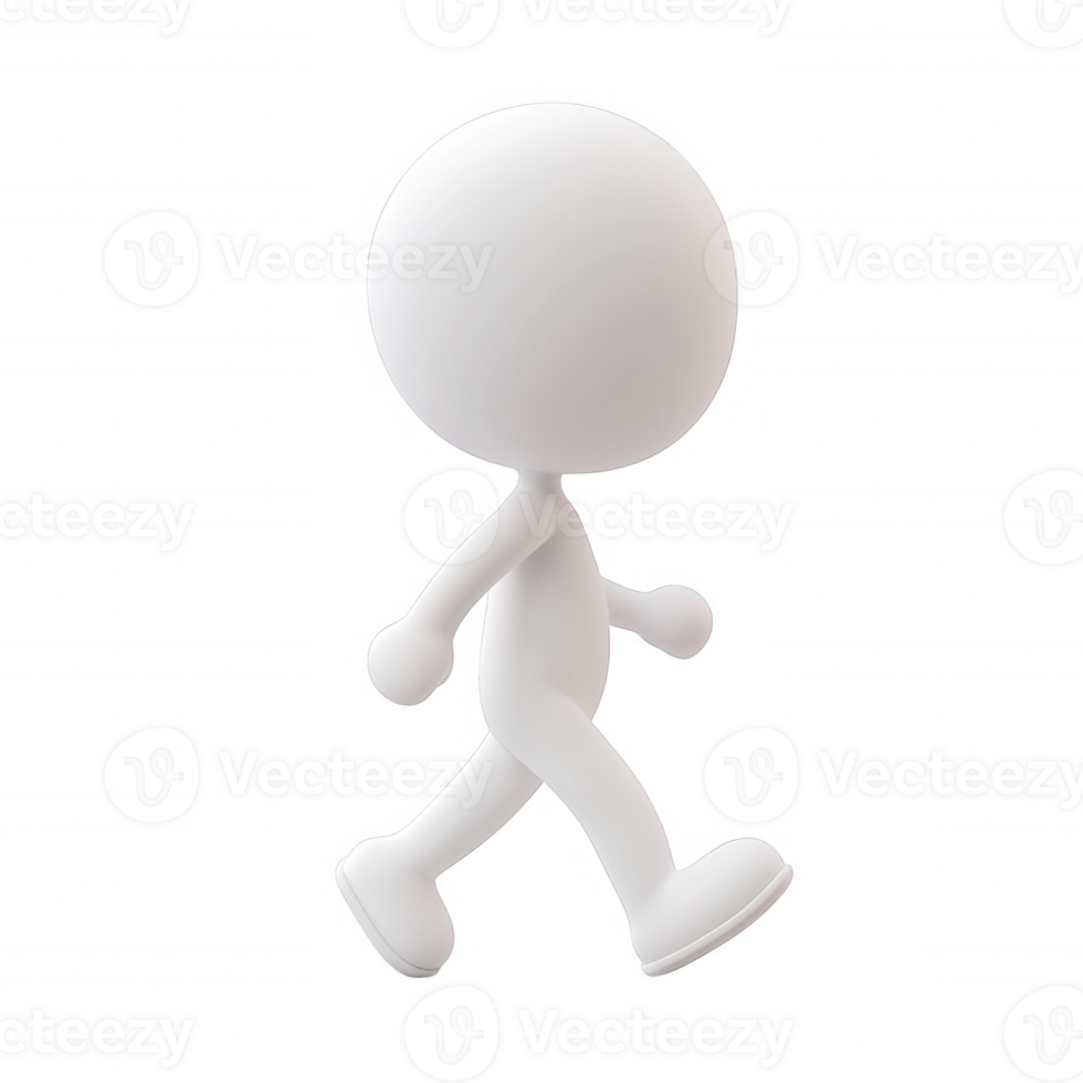 3d icon user Simple, faceless human figure taking a stride, isolated on a transparent background, various design projects png