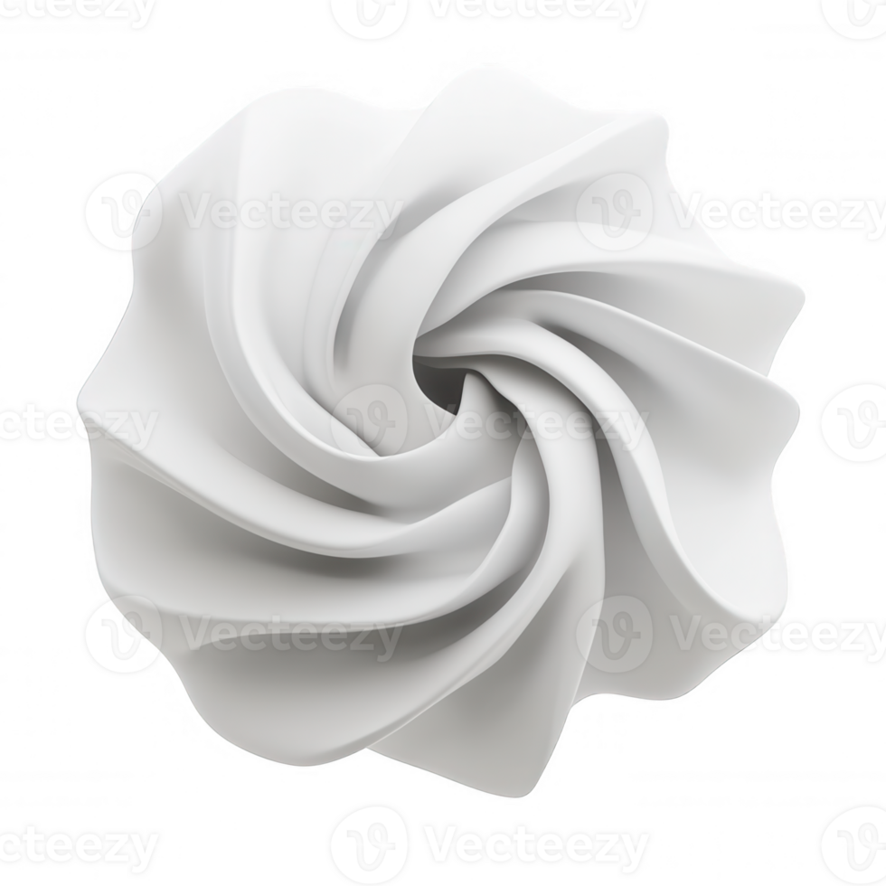Curved white 3d geometric icon featuring interlocking abstract elements, on transparent backdrop png