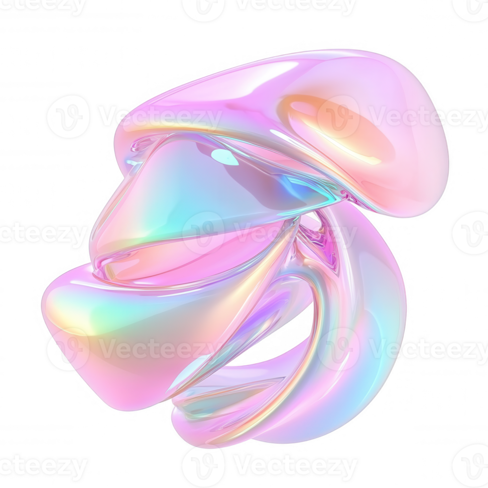 3d icon Vibrant liquid form blending iridescent holographic colors, creating dynamic modern graphic element transparent backdrop png