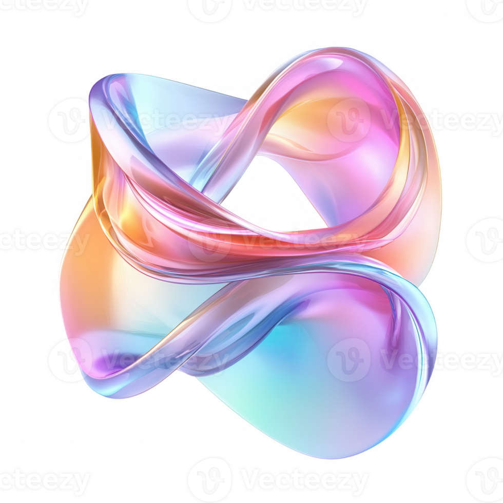 3d icon Vibrant liquid form blending iridescent holographic colors, creating dynamic modern graphic against transparent backdrop png