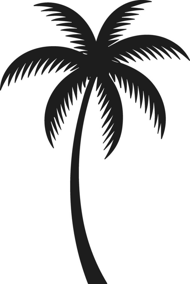 Curved Palm Tree Silhouette - Tropical Beach Graphic Icon vector