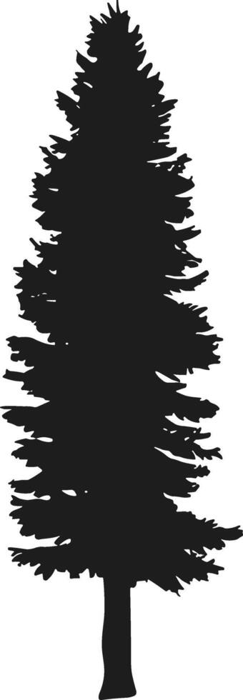 Tall Pine Tree Silhouette - Vertical Evergreen Tree Illustration vector